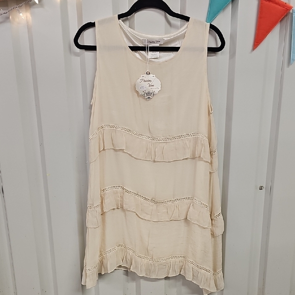 Cream Tiered Ruffled Mini Dress - Picture 2 of 6
